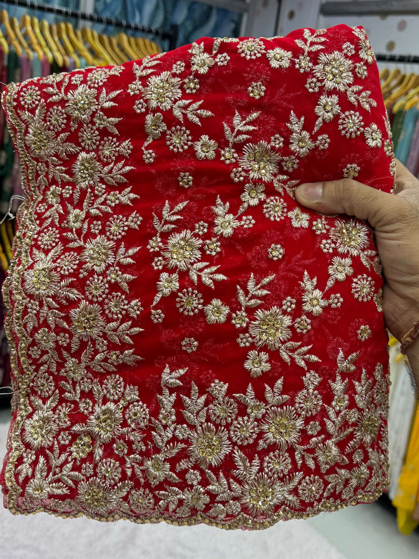 Royal Red Heavy Zari Embroidery Designer Saree – Bridal & Premium Festive Collection