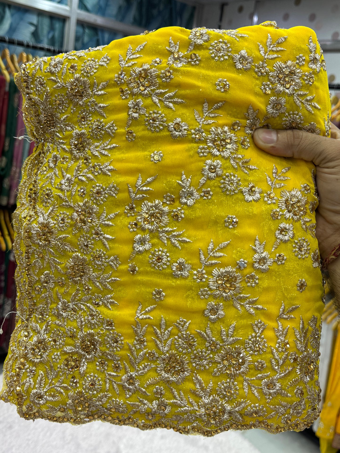 Sunshine Yellow Heavy Zari Embroidery Designer Saree – Bridal & Festive Special Collection