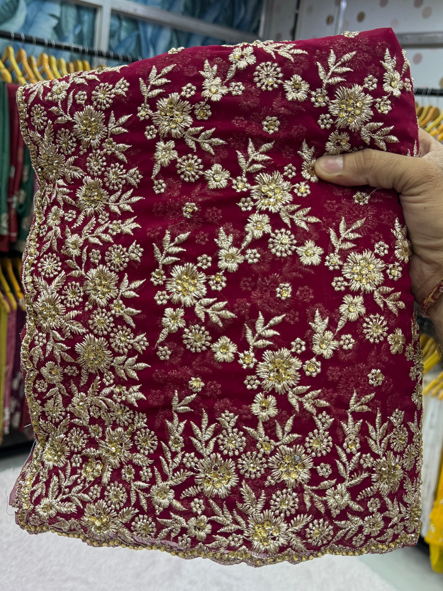 Rani Pink Designer Embroidered Saree – Premium Wedding Collection