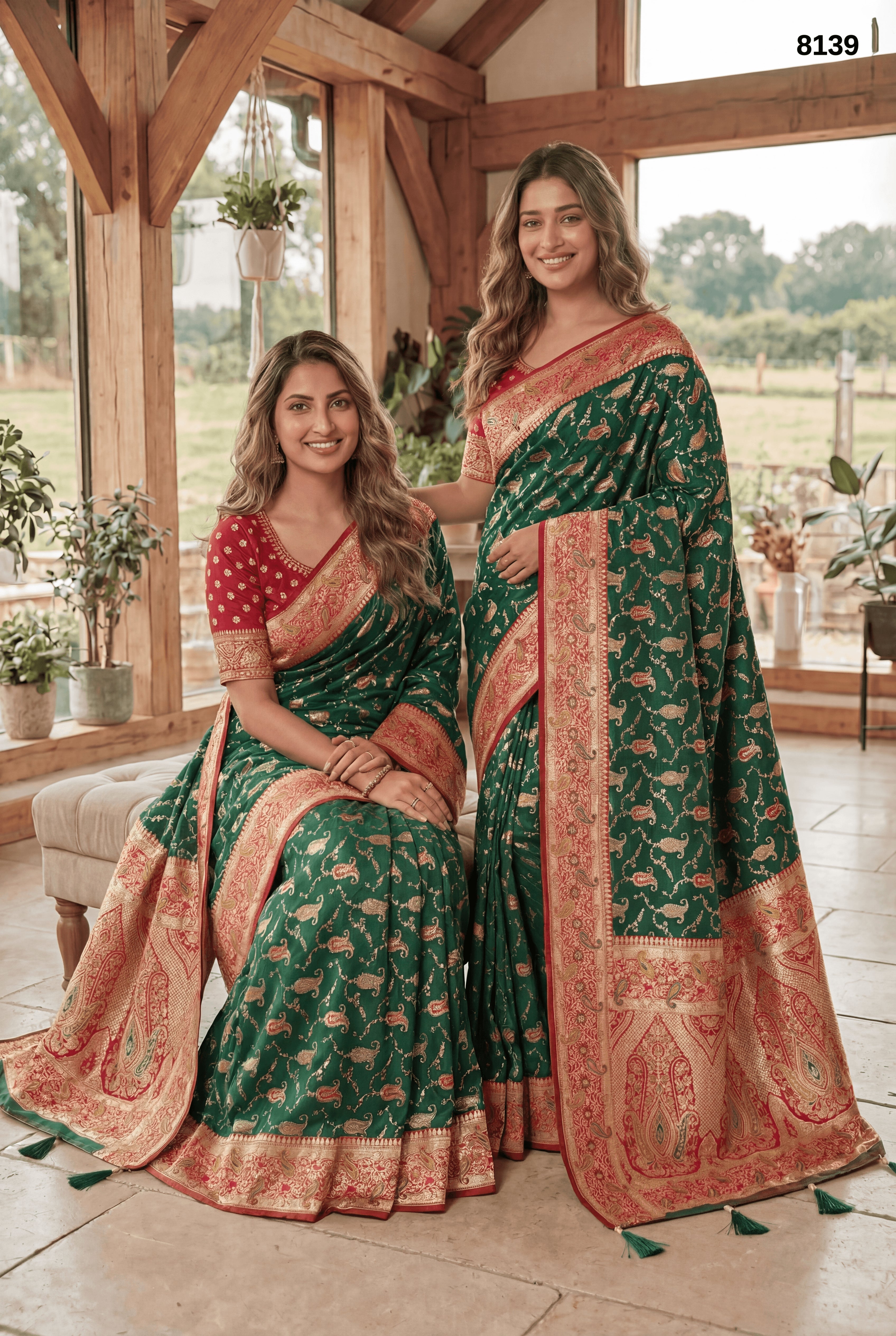 Elegant Green Soft Banarasi Silk Saree with Rich Zari Border