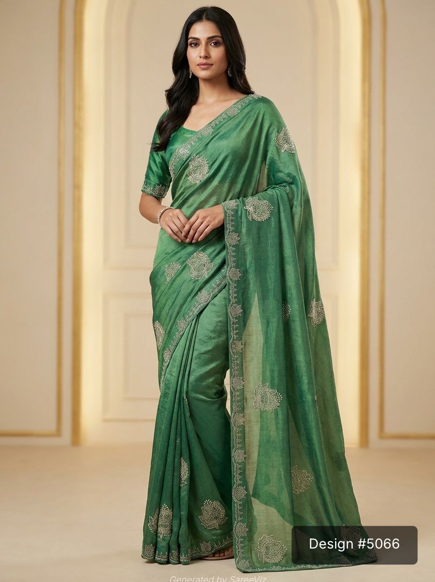 Versatile Embellished NC Moss Chiffon Saree Collection