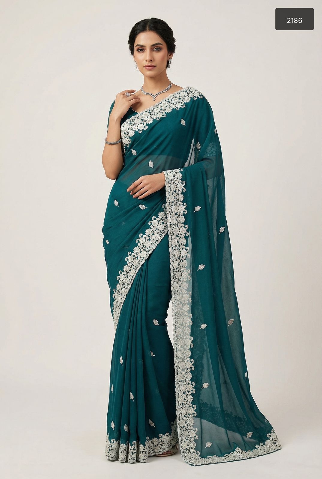 Royal Jewel Collection: Hand-Embroidered Star Georgette Sarees
