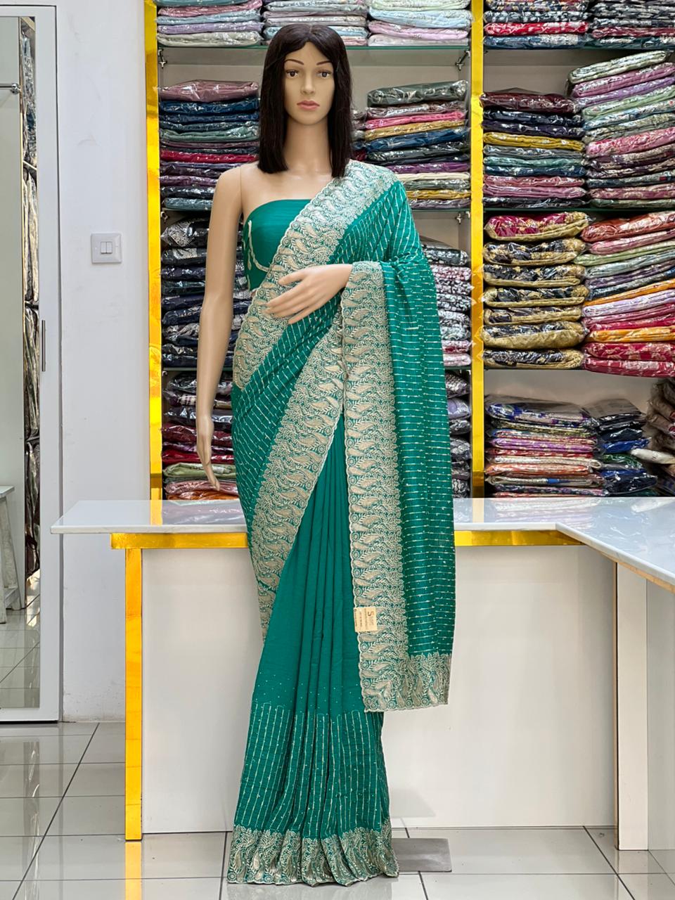Elegant Vichitra Silk Saree with Rich Zari Embroidery
