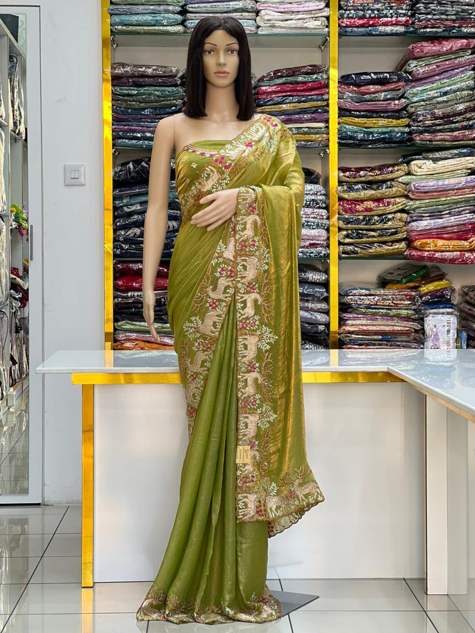 Soft Silky Dual Tone Designer Saree with Elegant Embroidery Border