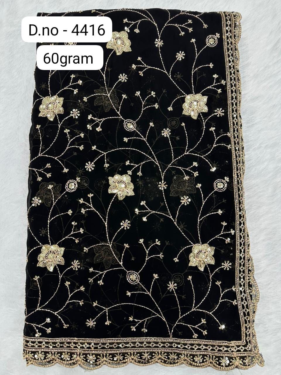Black Thread & Sequin Embroidered Saree – Designer Party Wear Saree