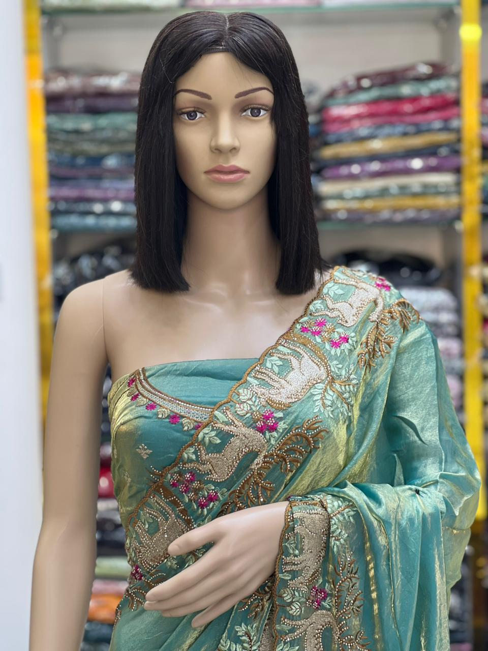 Soft Silky Dual Tone Designer Saree with Heavy Embroidery Border