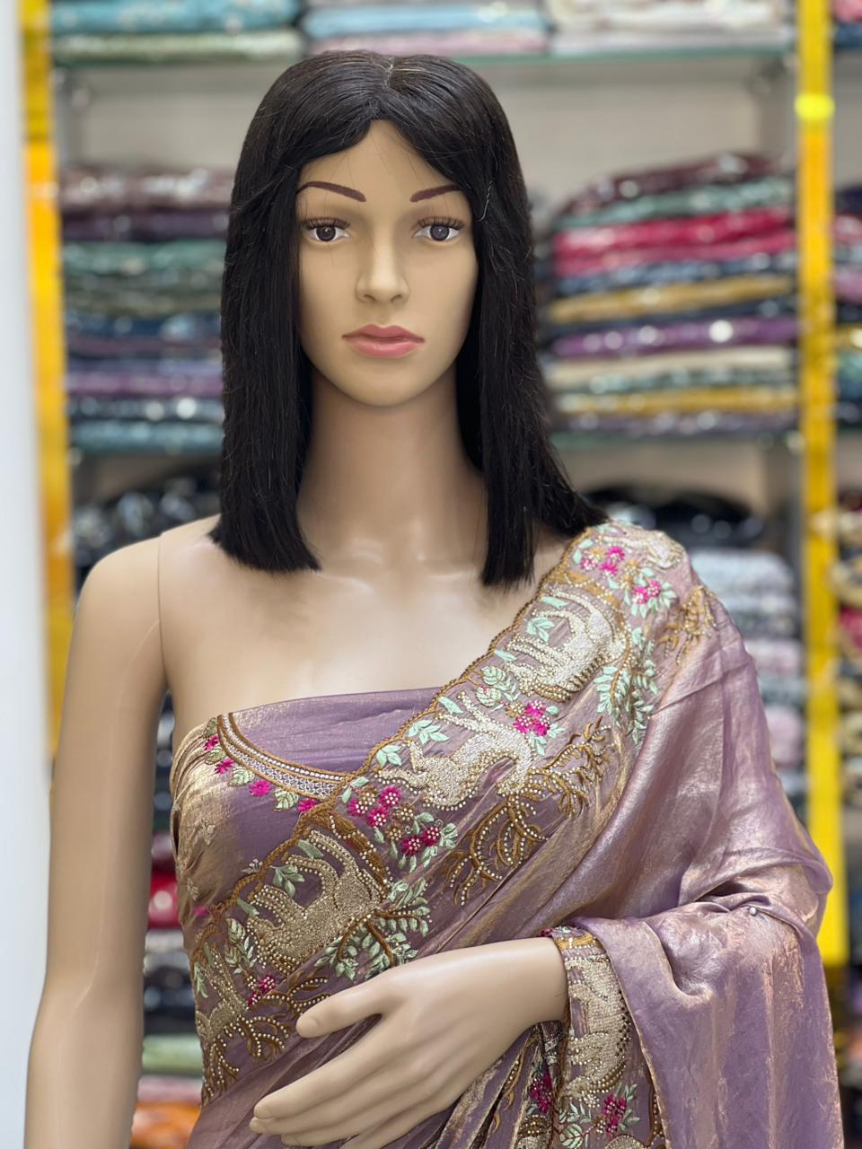 Soft Silky Dual Tone Designer Saree with Heavy Embroidery Border