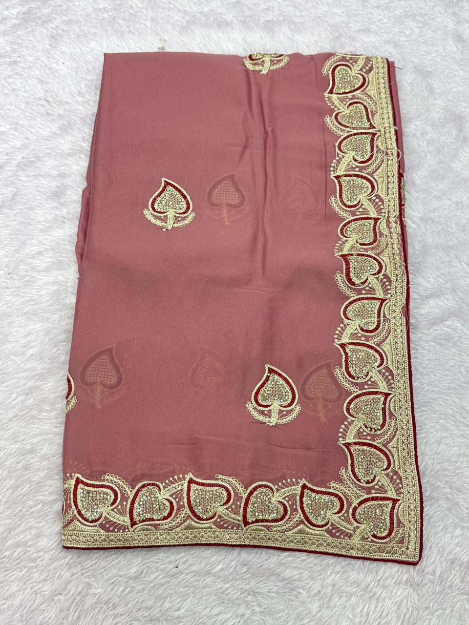 Elegant Mauve Rangoli Silk Saree with Embroidered Border