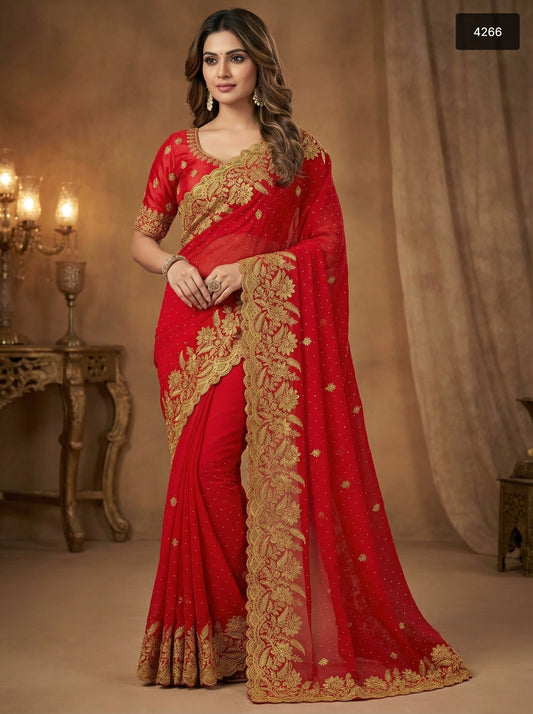 The Grand Regal Red & Gold Designer Saree