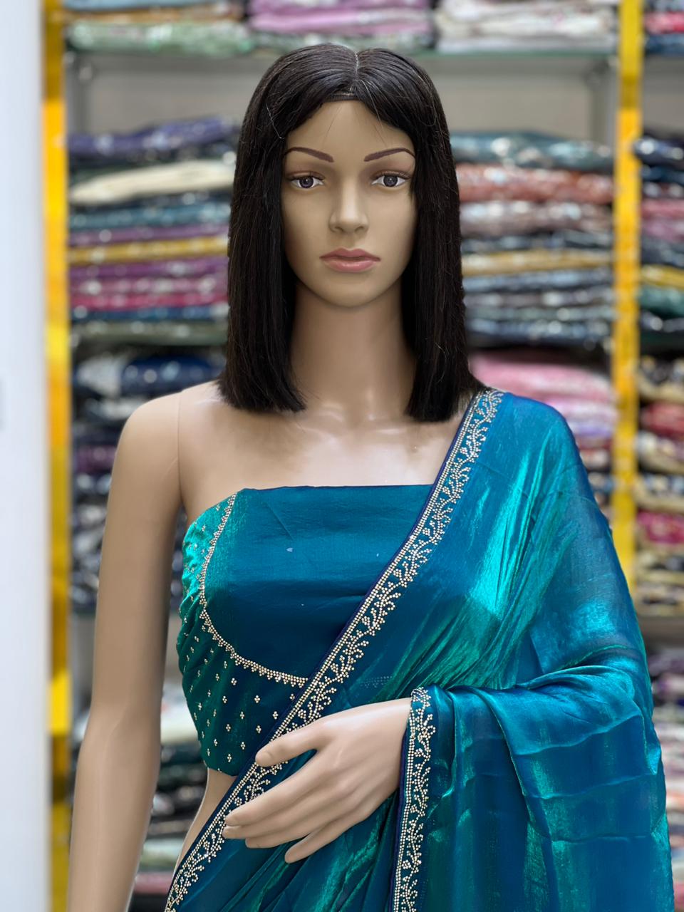 Premium Space Silk Saree with Elegant Designer Blouse – Party & Festive Wear