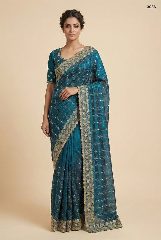 Premium Embroidered Nc Silk Saree Collection