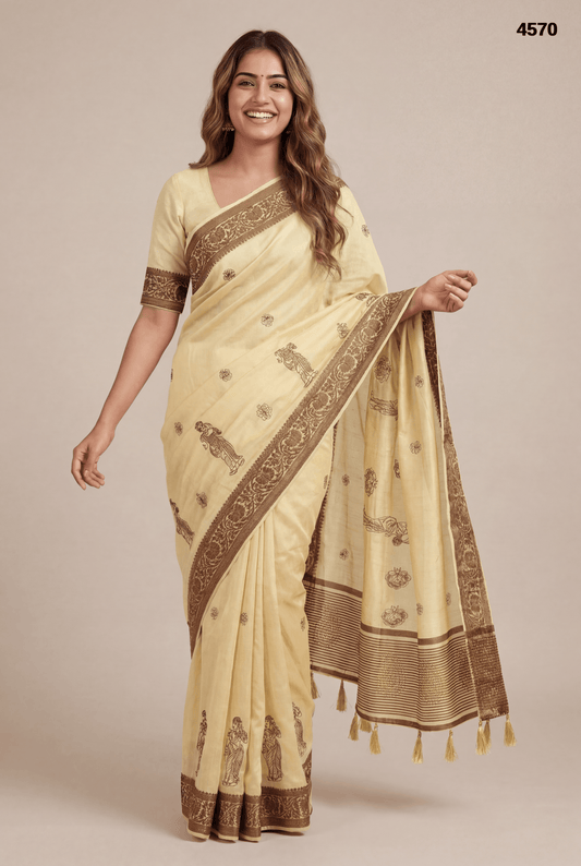 Premium Cotton Silk Saree with Traditional Border Weving – Elegant Daily & Festive Wear