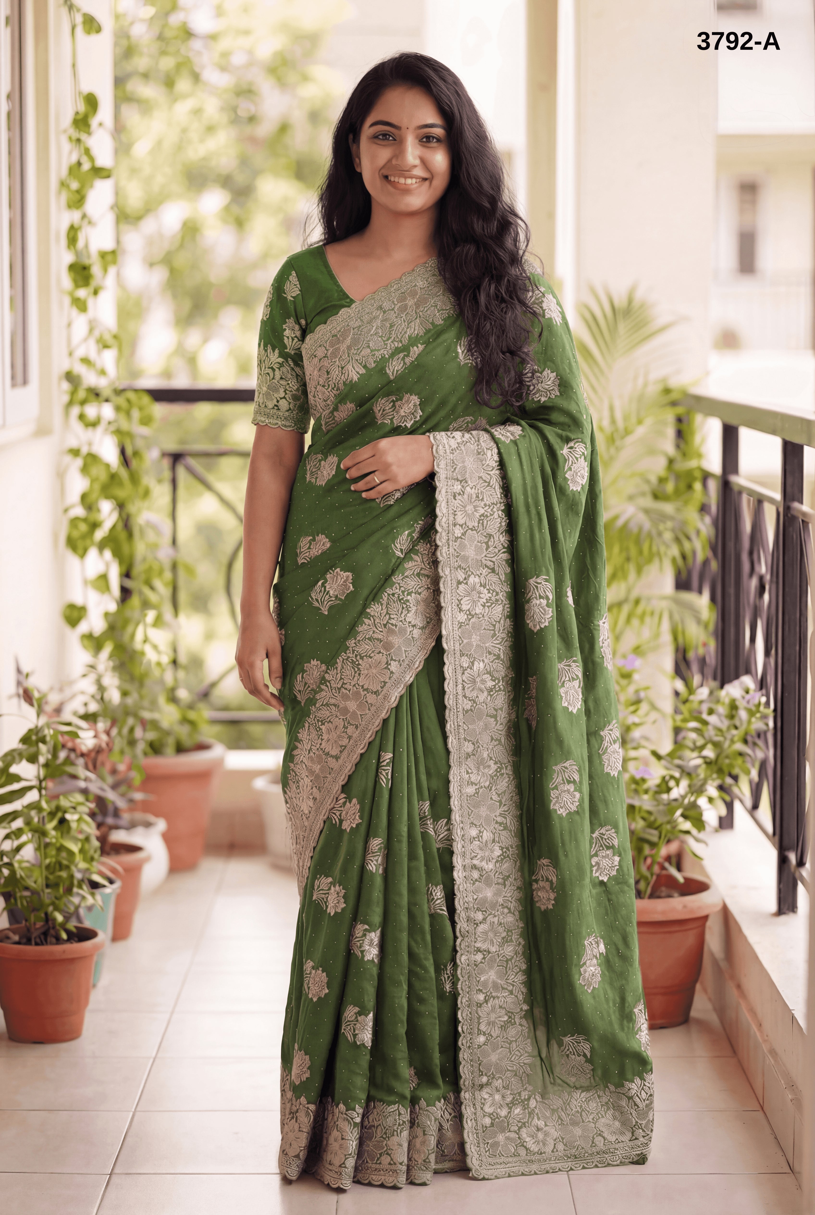 Vichitra Silk Saree with Elegant Embroidery & Stone Work – Premium Festive & Party Wear