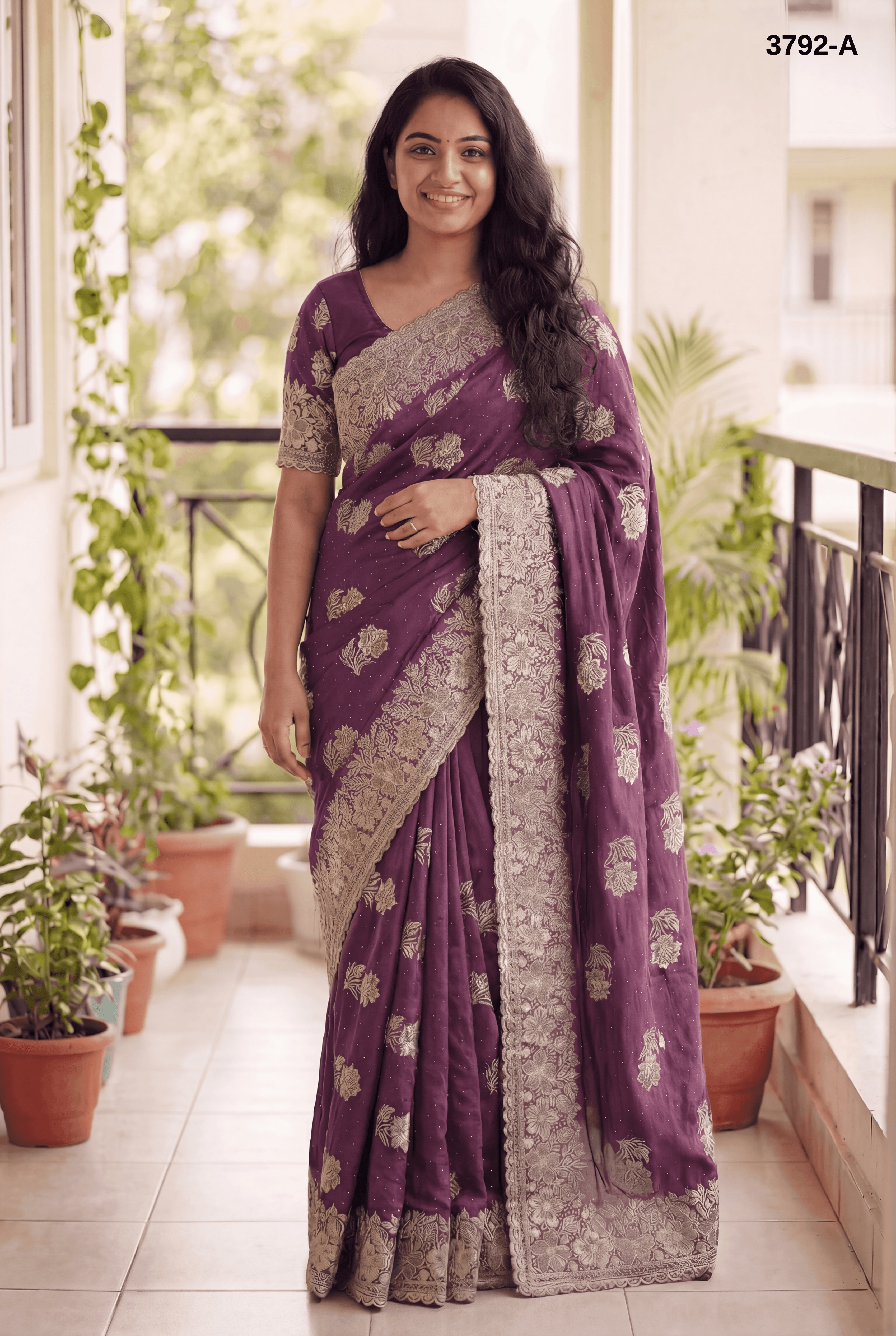 Premium Vichitra Silk Saree with Embroidery & Stone Work – Elegant Festive & Party Wear