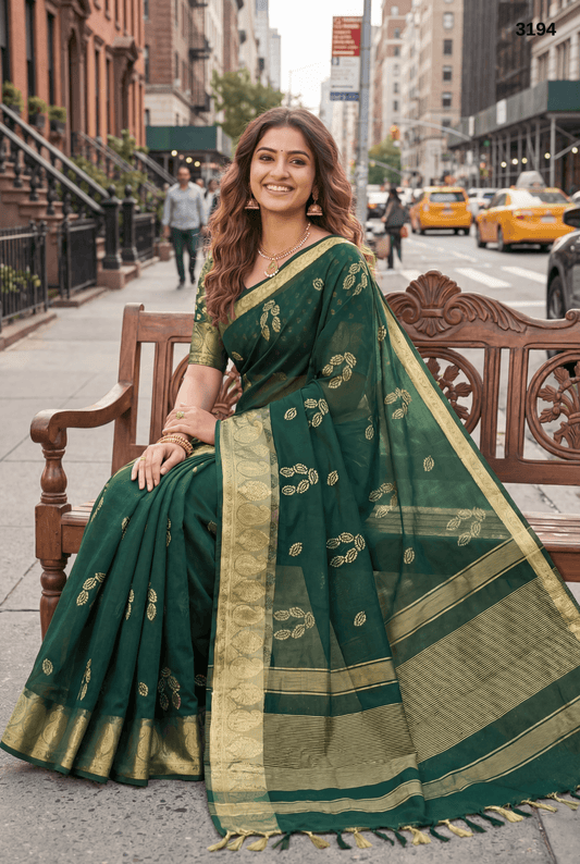 Premium Soft Organza Saree with Sequin Work & Zari Weaving Border – Elegant Party & Festive Wear