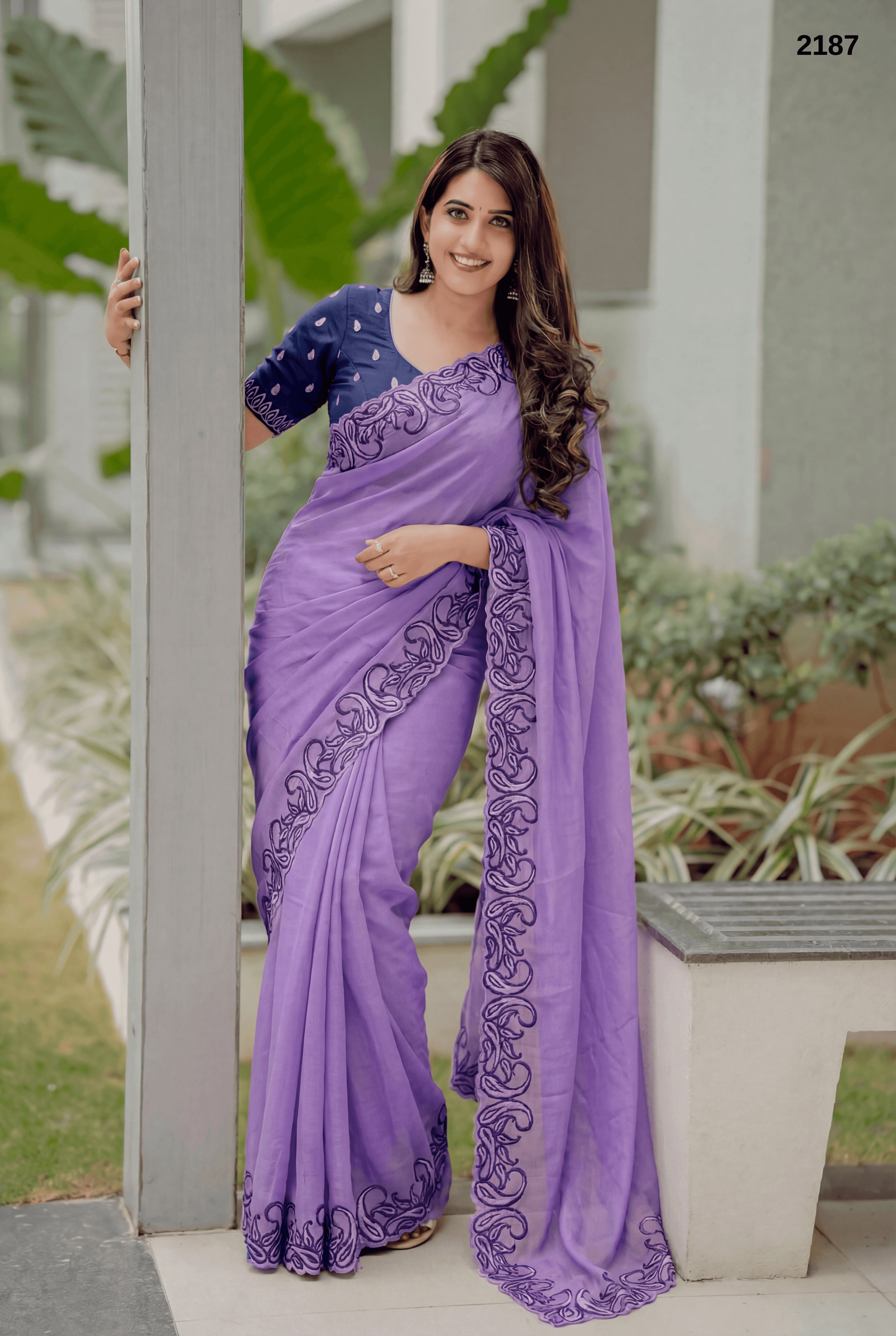 Premium Crunchy Chiffon Saree with Elegant Embroidery Border