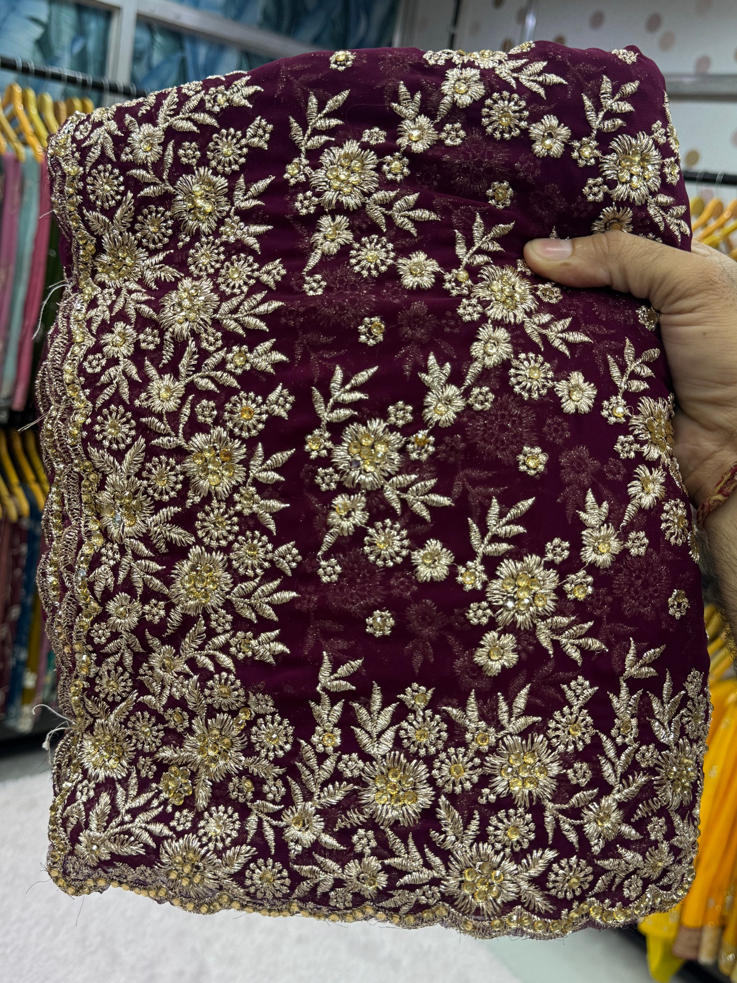 Wine Purple Heavy Zari Embroidery Designer Saree – Premium Bridal & Festive Collection