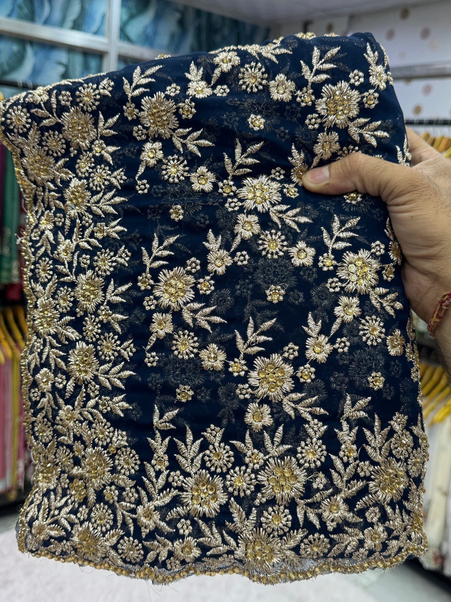 Royal Navy Blue Heavy Zari Embroidery Designer Saree – Premium Wedding & Festive Collection