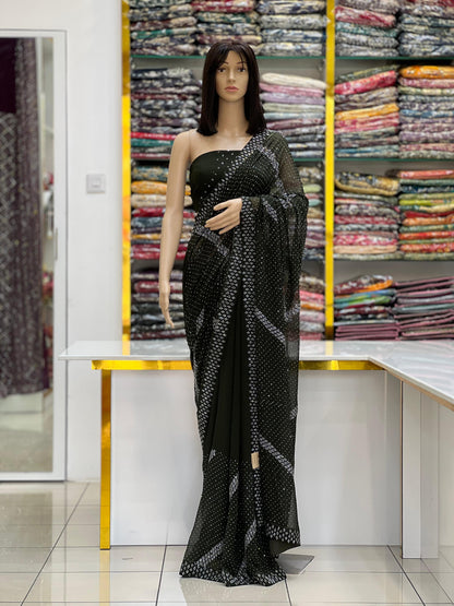 Stylish Black Stone Work Saree for Festive & Special Occasions