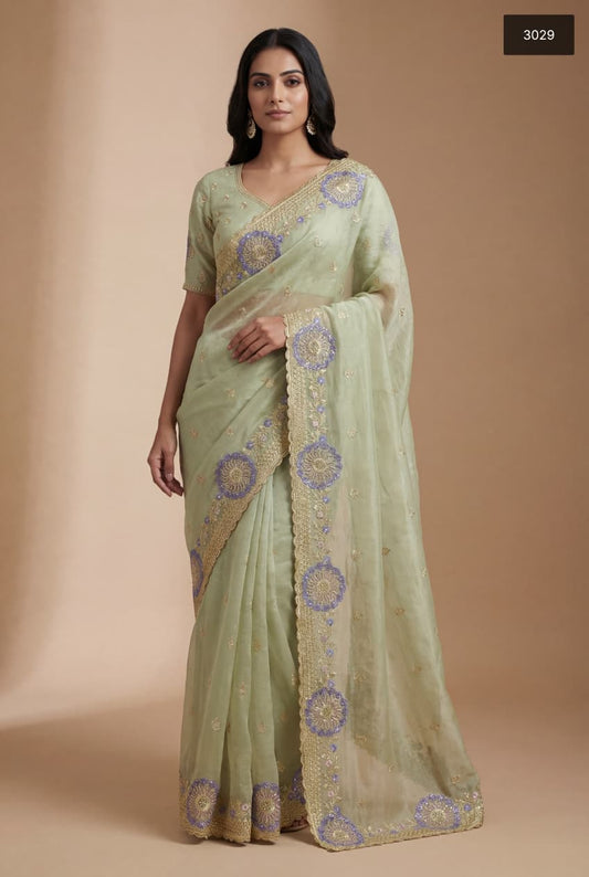 Duo of Pastel Perfection Simmer Embroidered Saree Collection