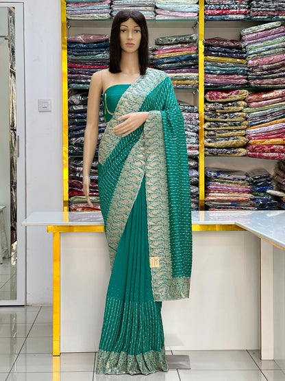 Elegant Vichitra Silk Saree with Rich Zari Embroidery