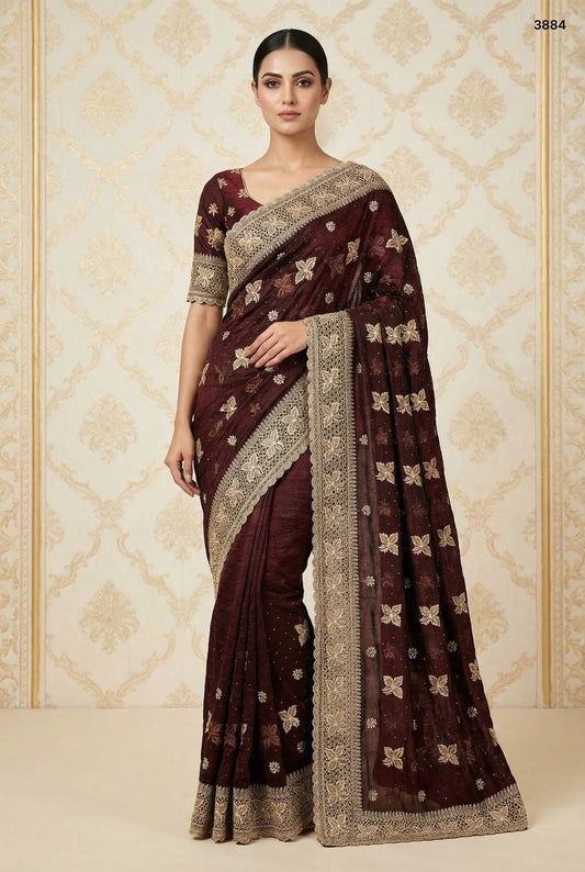 Regal Crunchy Saree Collection with Intricate Zari Embroidery