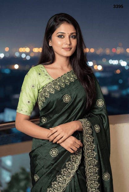 Premium Tissue Crush Embroidered Saree – Elegant Festive Collection