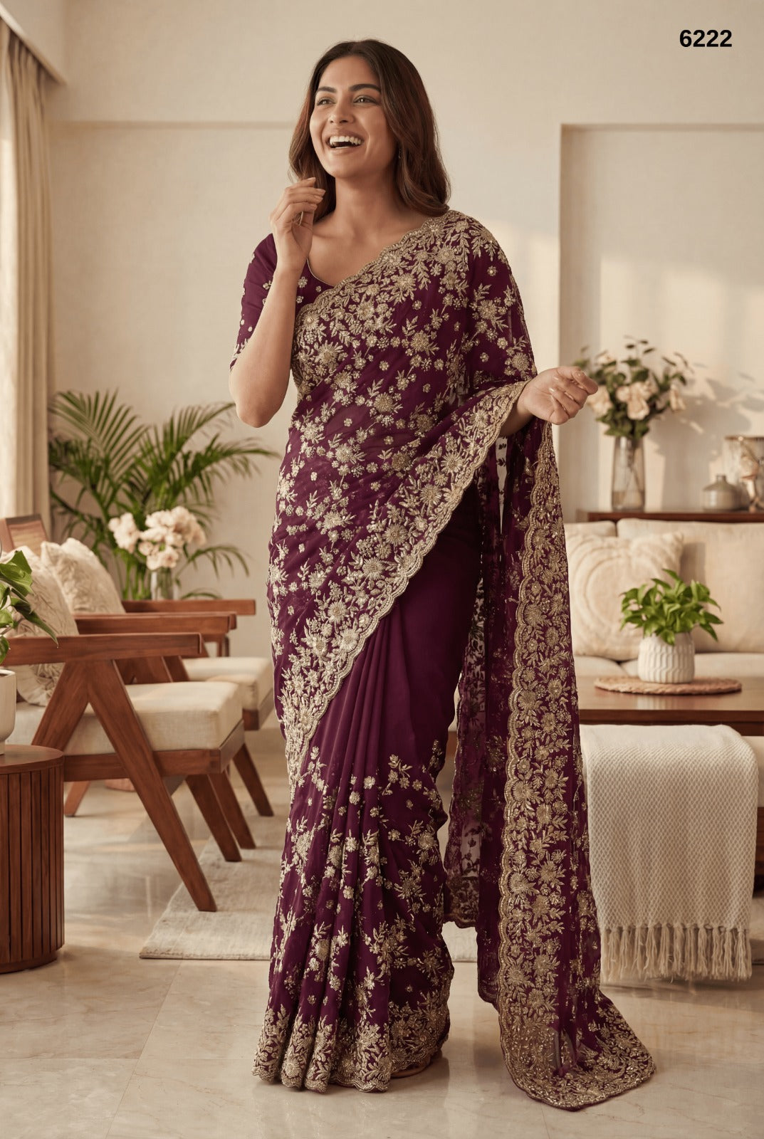 Wine Purple Heavy Zari Embroidery Designer Saree – Premium Bridal & Festive Collection