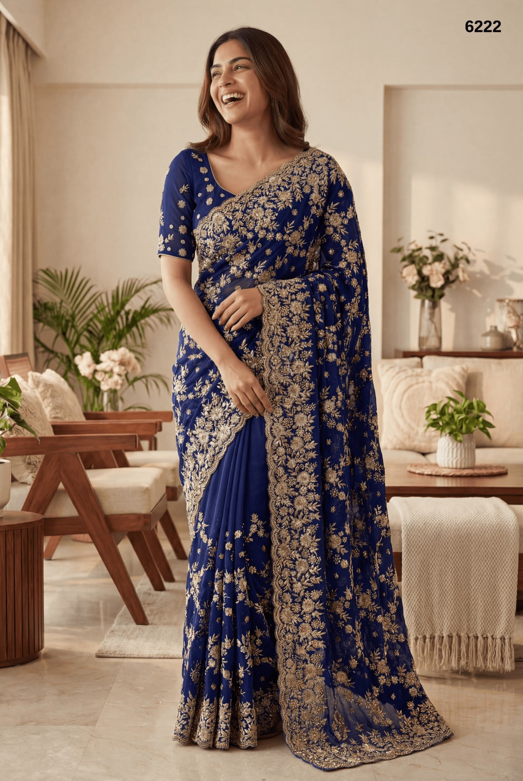 Royal Blue Heavy Embroidery Designer Saree – Premium Wedding Collection