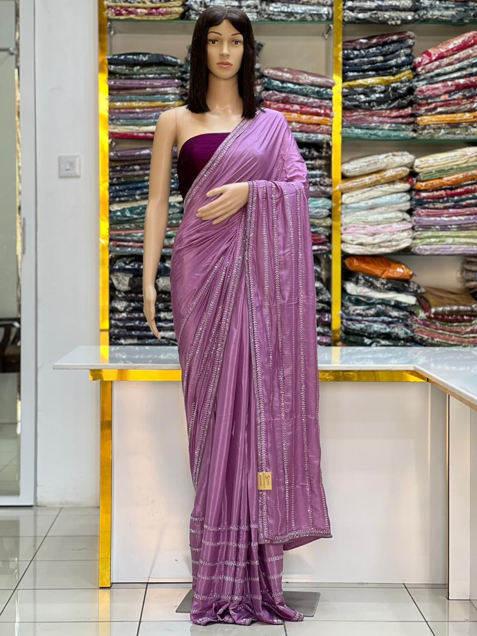 Elegant Pink Designer Saree with Premium Embellished Work