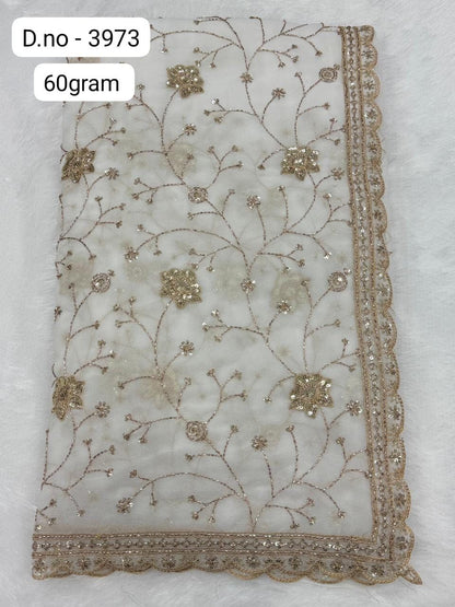 Pure White Thread & Sequin Embroidered Saree – Elegant Designer Party Wear Saree