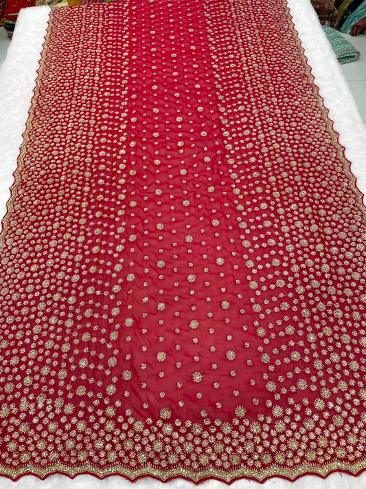 Maroon Bridal Saree with Full Heavy Embroidery & Jarkan Stone Work | Designer Wedding Saree | Sitaram Creation