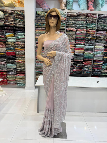 Premium Georgette Pastel Dream Saree Collection with Silver Work