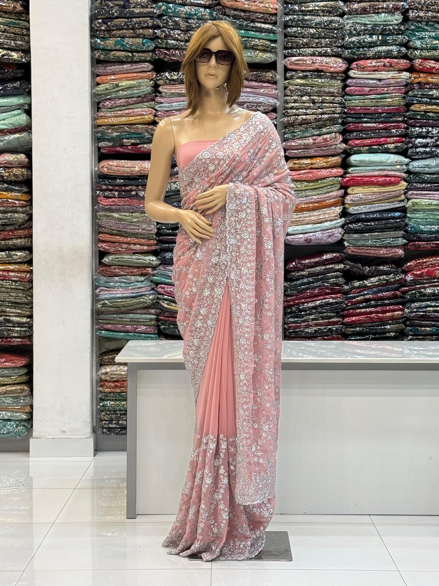 Premium Georgette Pastel Dream Saree Collection with Silver Work