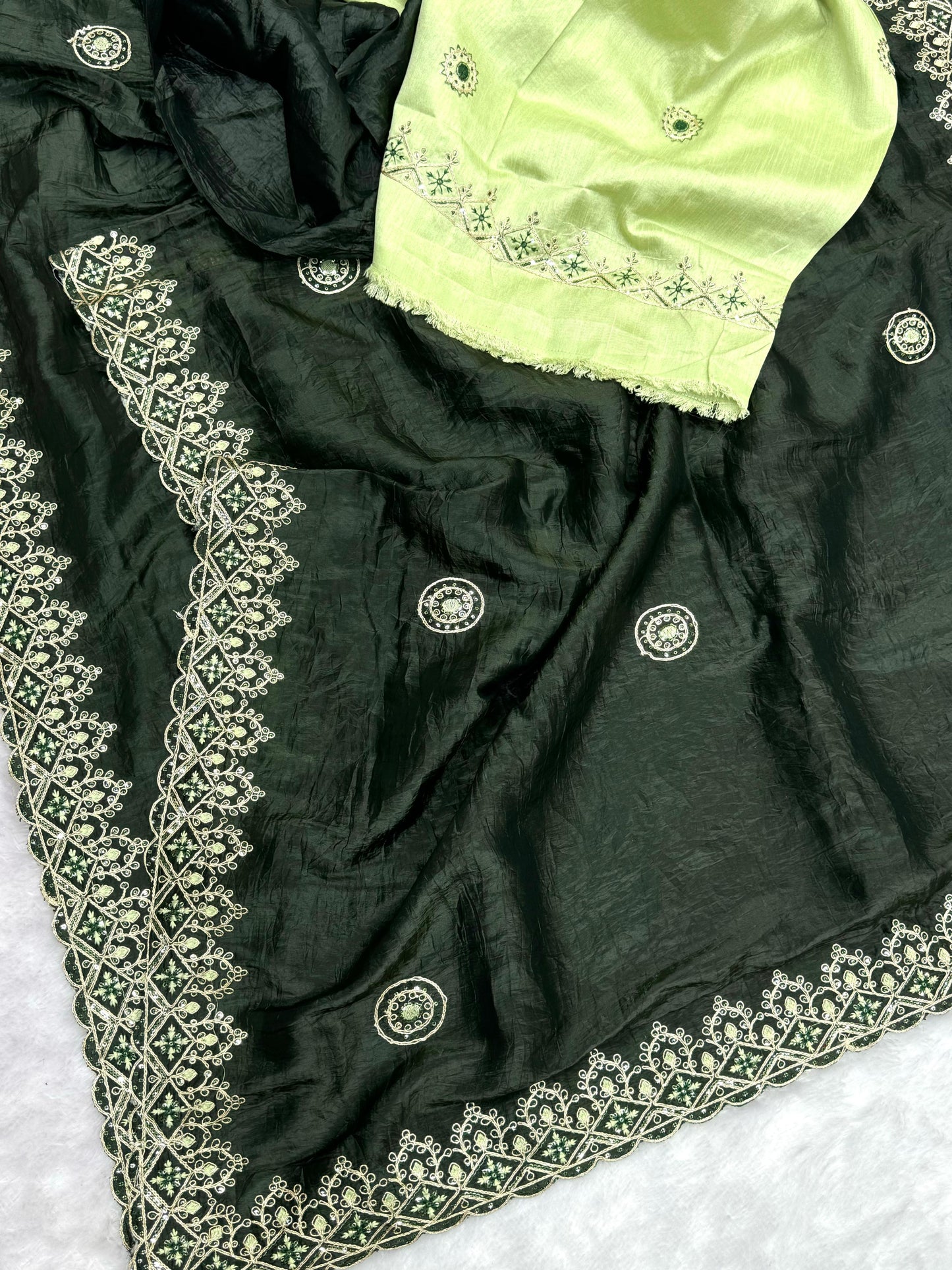 Premium Tissue Crush Embroidered Saree – Elegant Festive Collection