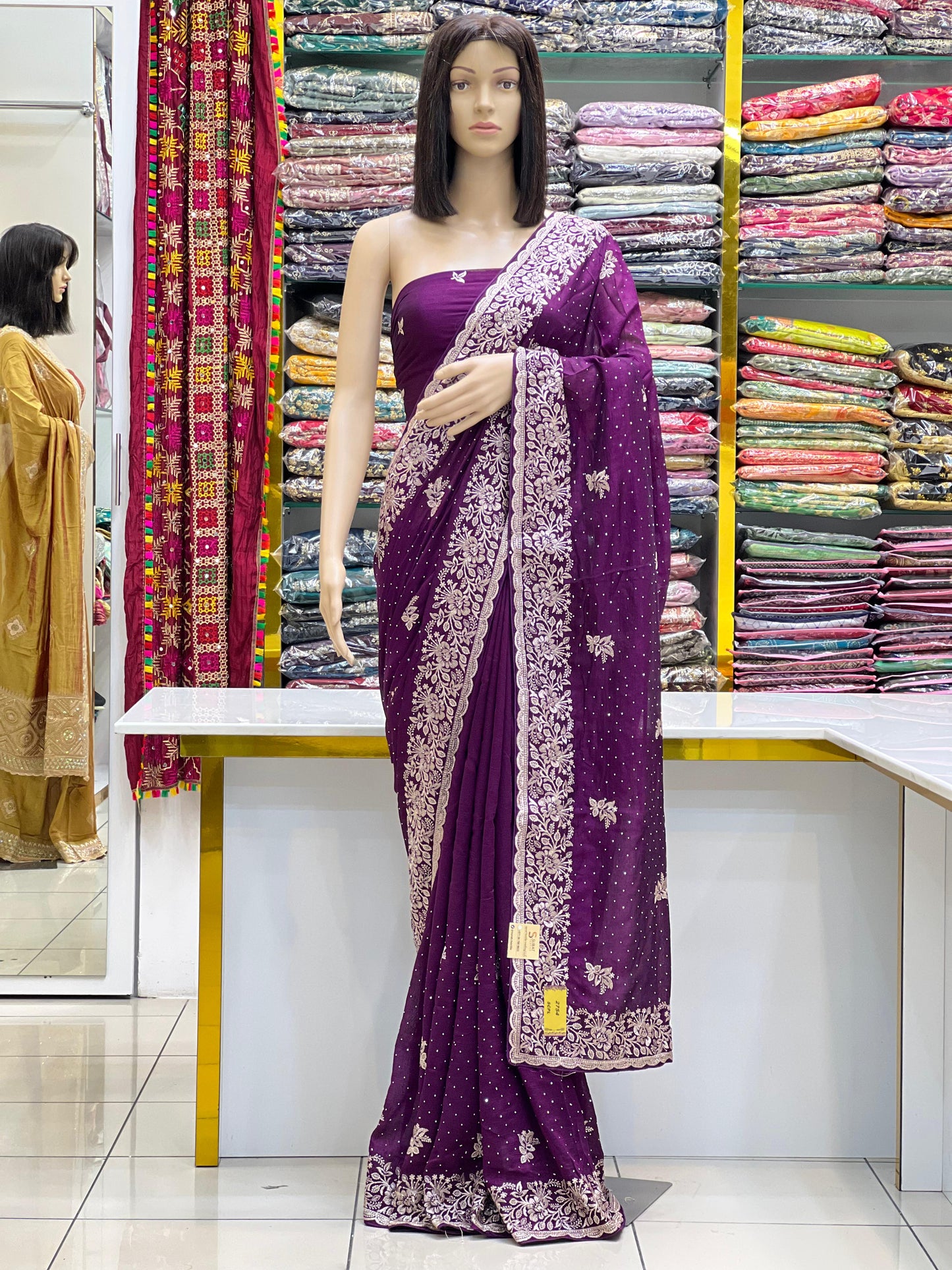 Fancy Vichitra Silk Silver Jari Embroidery Saree