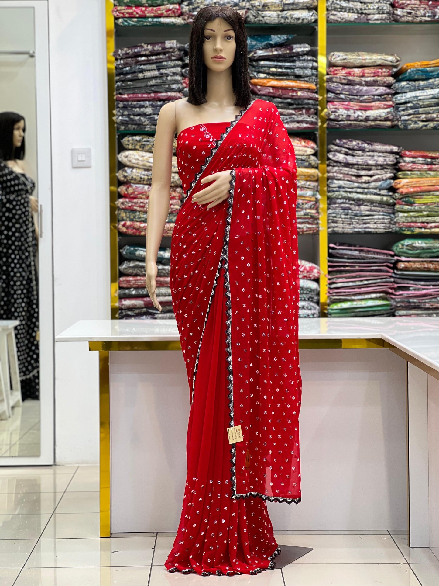 Classic Red Georgette Saree with Border Detailing