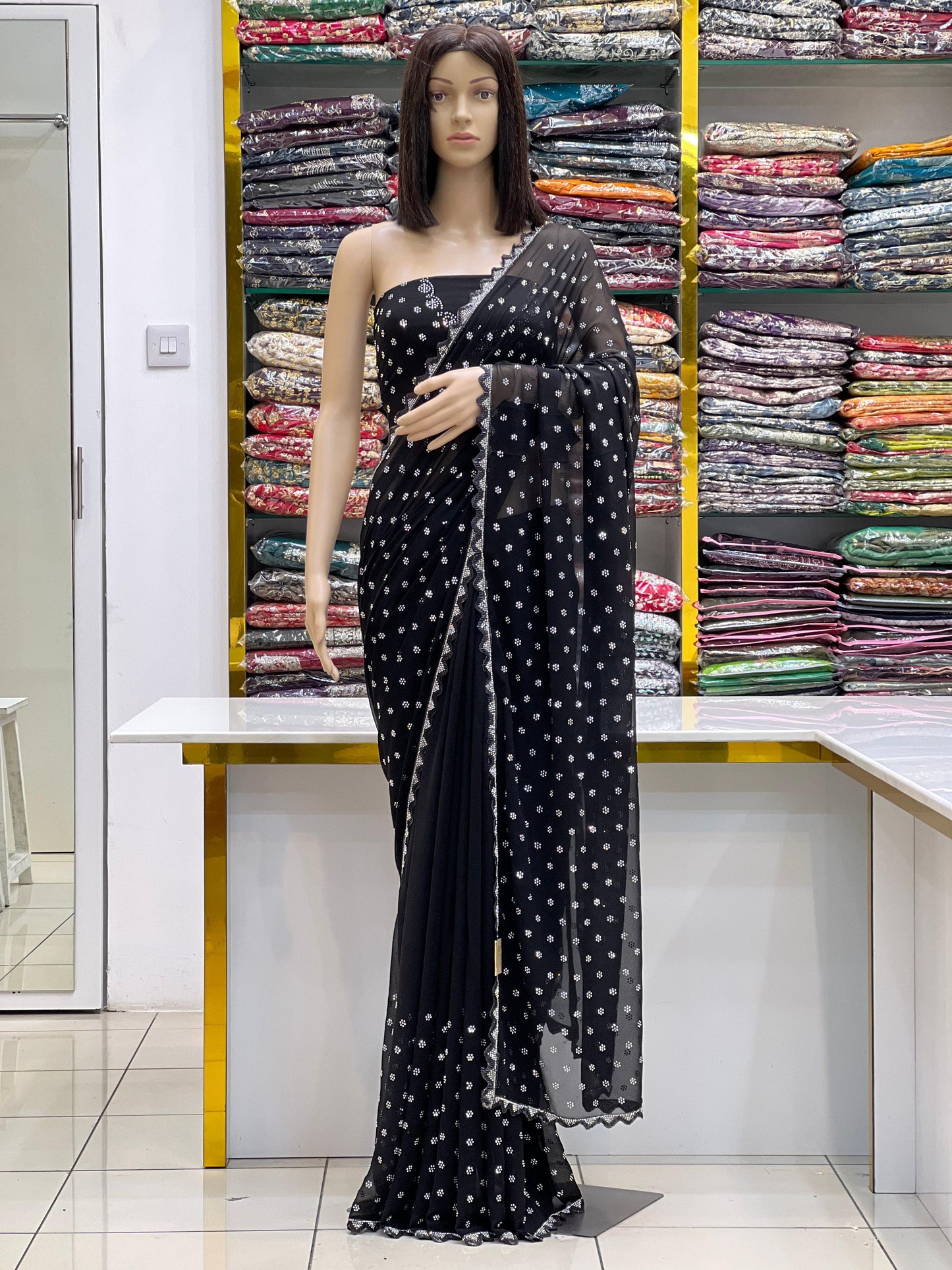 Classic Red Georgette Saree with Border Detailing