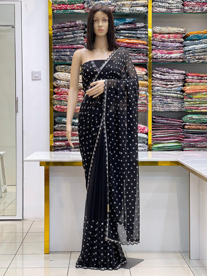 Classic Red Georgette Saree with Border Detailing