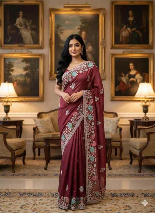 Enchanting Tissue Gold Crush Blend Sarees: Floral Elegance & Rich Textures