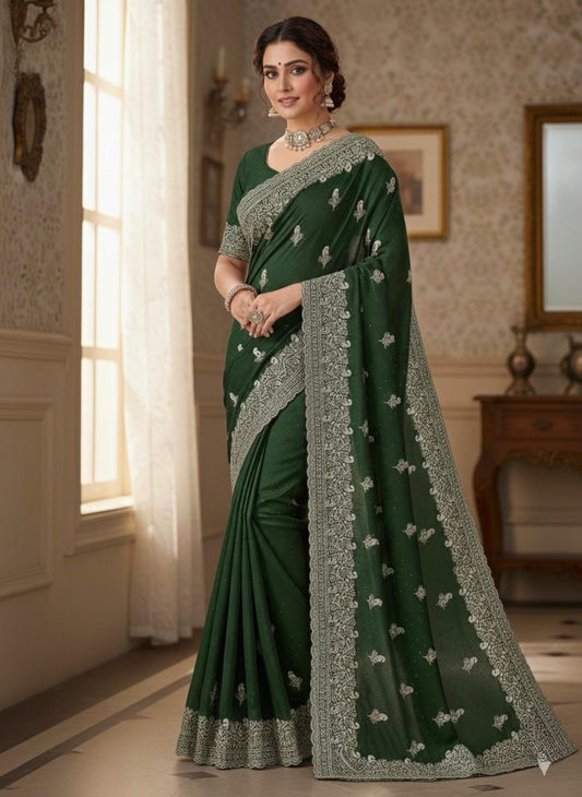 Royal Charm Exquisite Heavy Border Vichitra Silk  Saree Collection