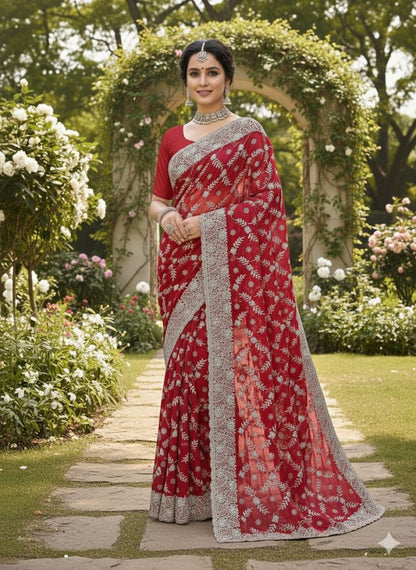 The Royal Legacy Collection Heavy Georgette Embroidered Designer Sarees