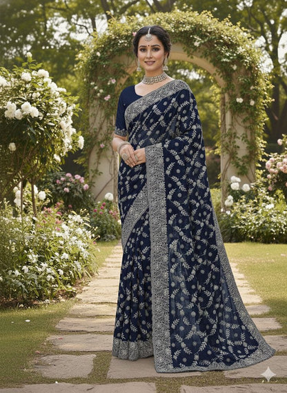 The Royal Legacy Collection Heavy Georgette Embroidered Designer Sarees