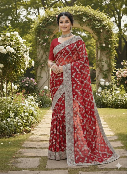 The Royal Legacy Collection Heavy Georgette Embroidered Designer Sarees