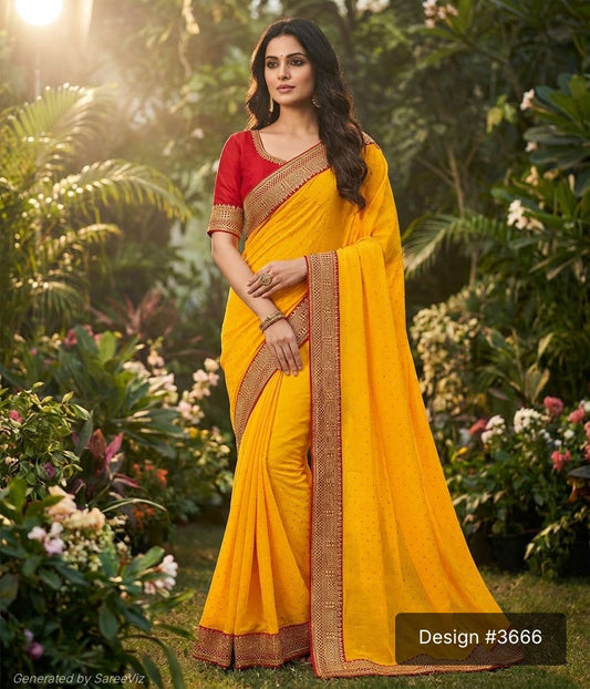 The Golden Hour Chiffon Yellow Saree Collection