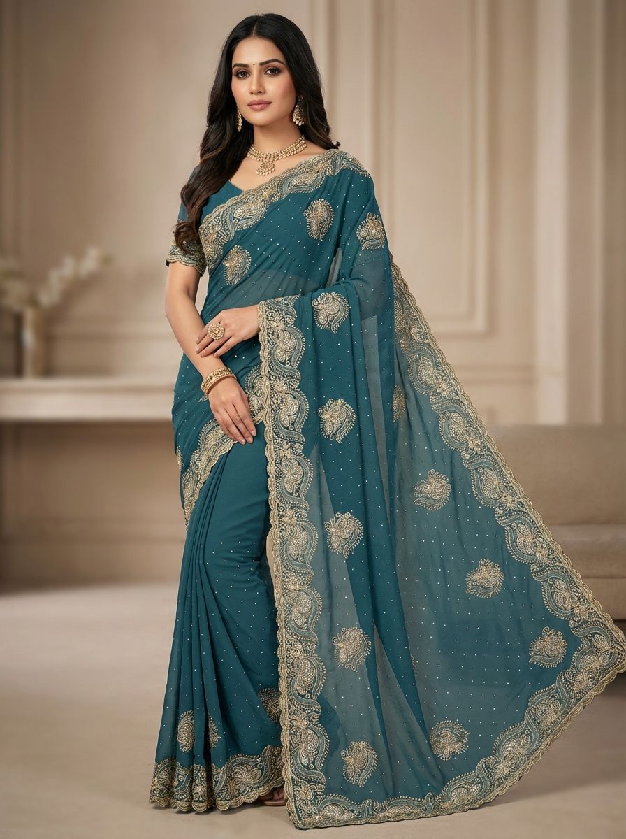 Premium Quality Heavy Embroidered Georgette Saree Collection