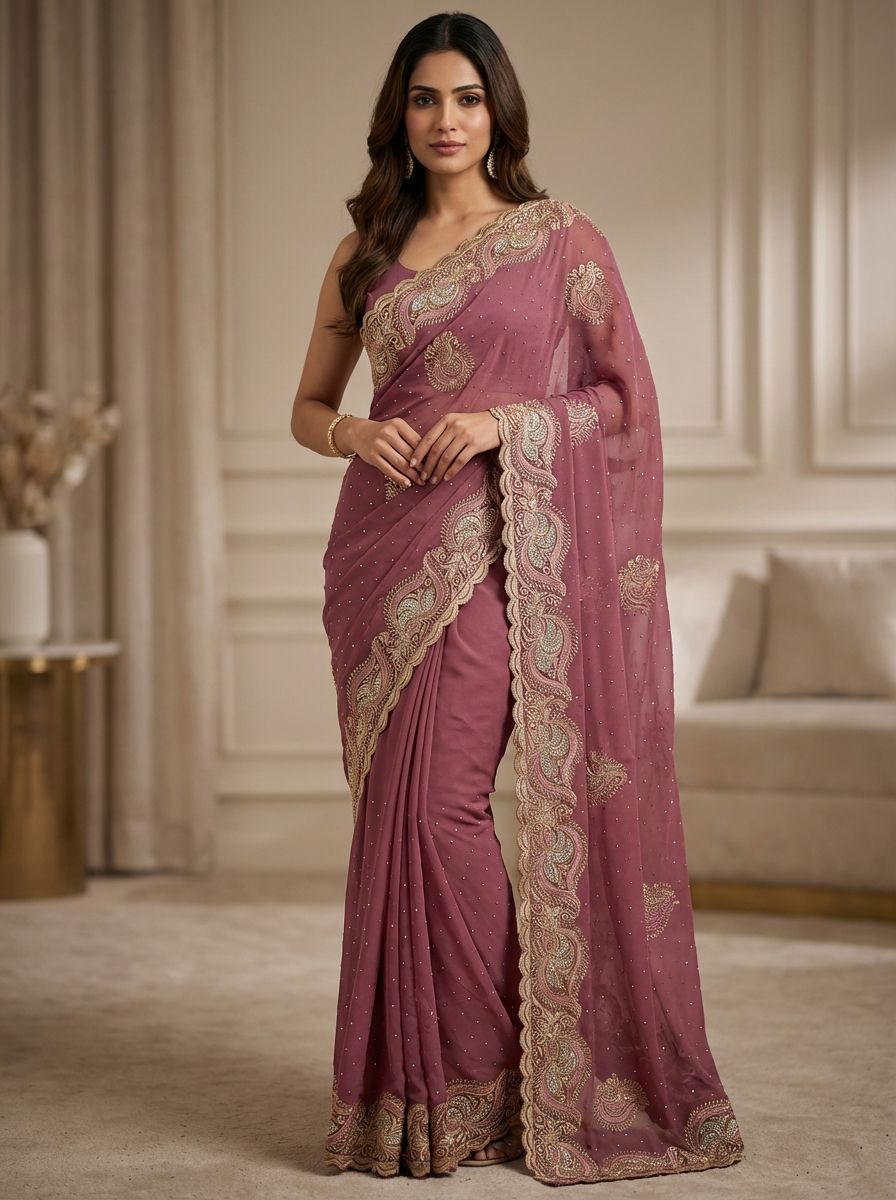 Premium Quality Heavy Embroidered Georgette Saree Collection