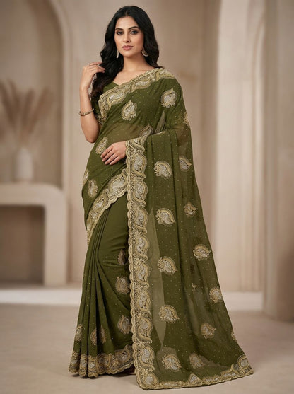 Premium Quality Heavy Embroidered Georgette Saree Collection