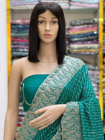 Elegant Vichitra Silk Saree with Rich Zari Embroidery