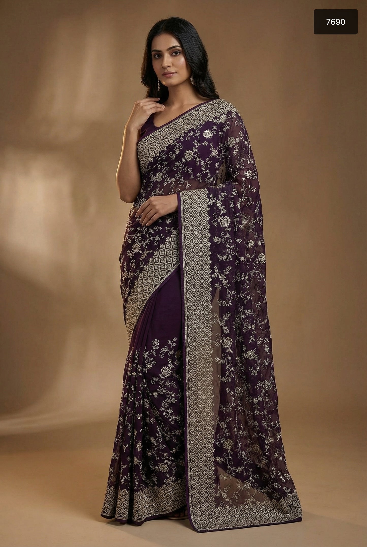 Exquisite Crunchy Fabric With  Zari Work Designer Saree Collection